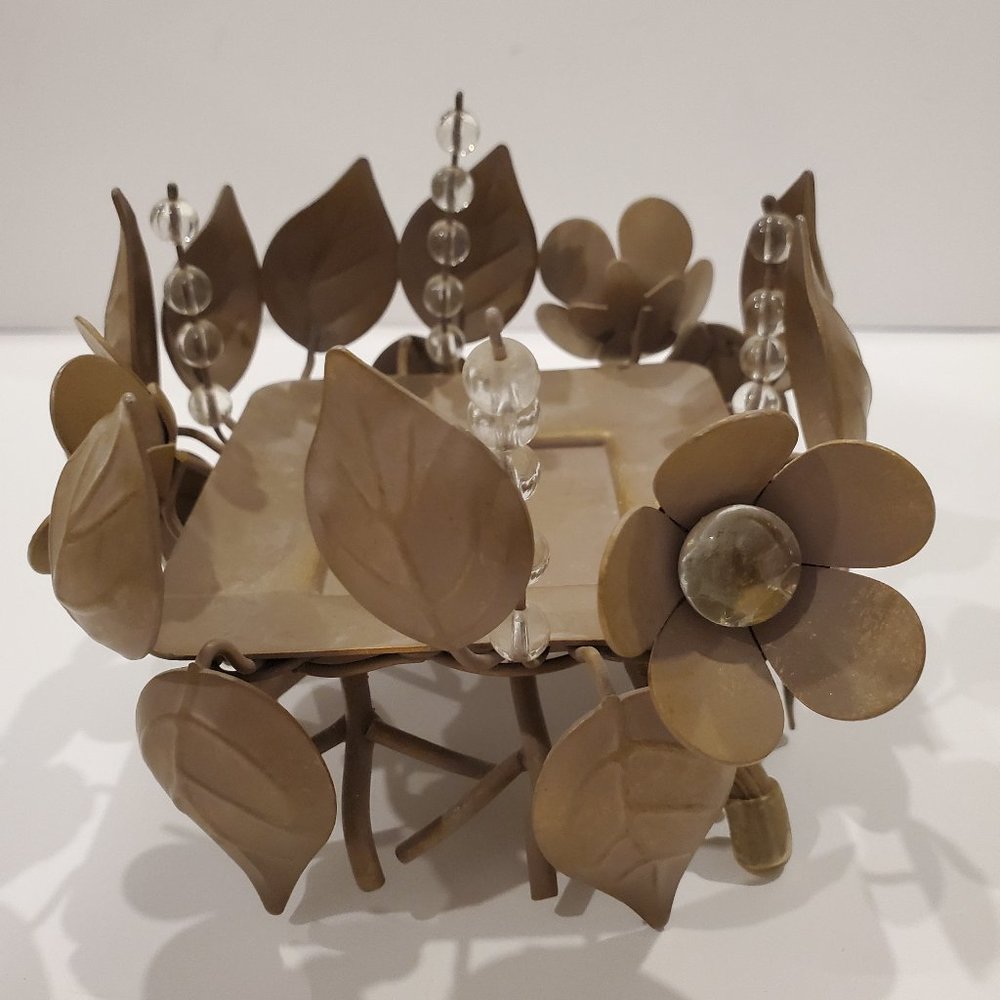 PartyLite Rustic Golden Leaves Metal Candleholder Cottagecore Decor